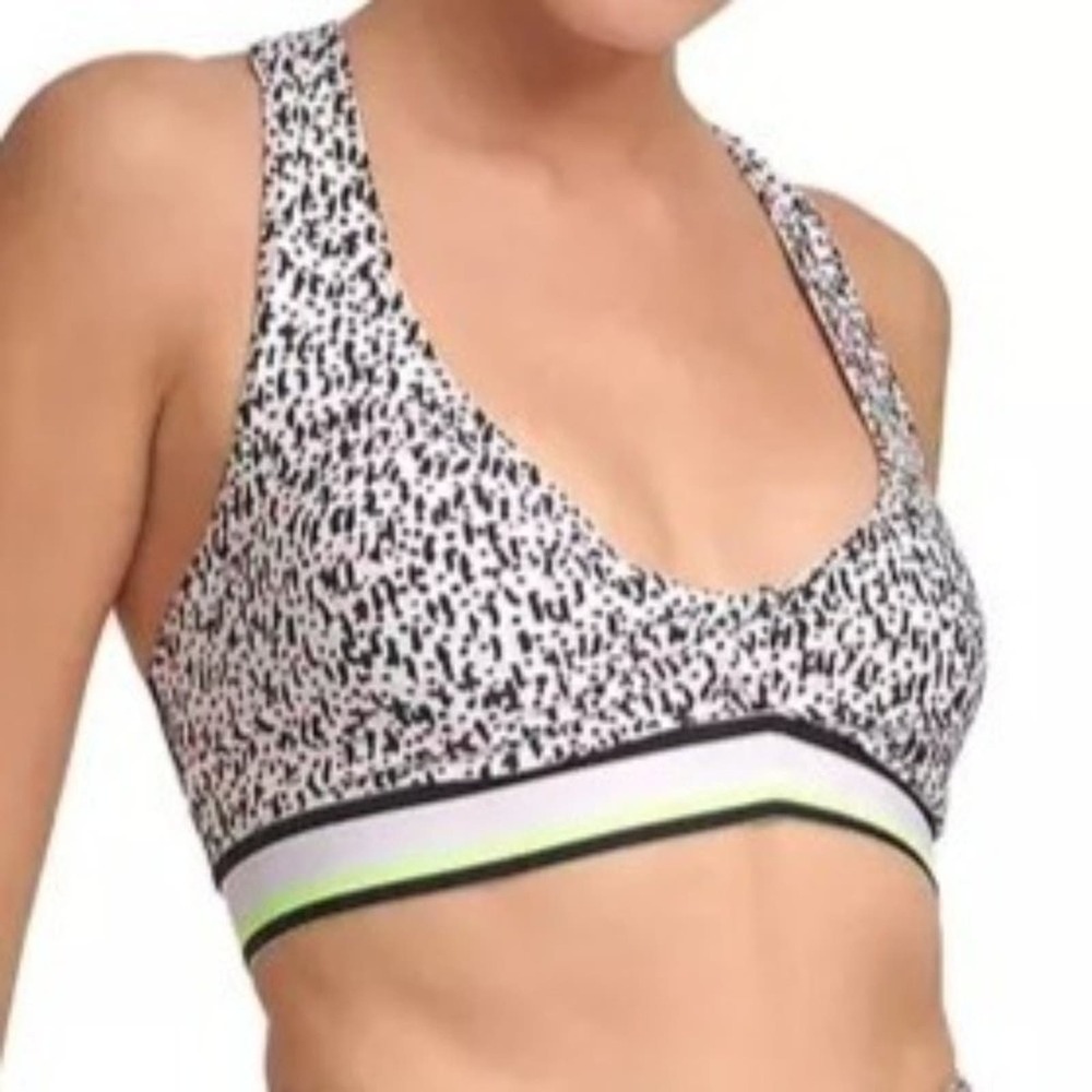 DKNY Sport womans Confetti Print Twist Front Bra with Removable Cups Multi XS